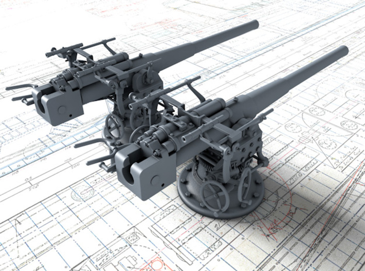 1/56 German 8.8 cm/45 (3.46") SK L/45 Guns x2 3d printed 1/56 German 8.8 cm/45 (3.46") SK L/45 Guns x2