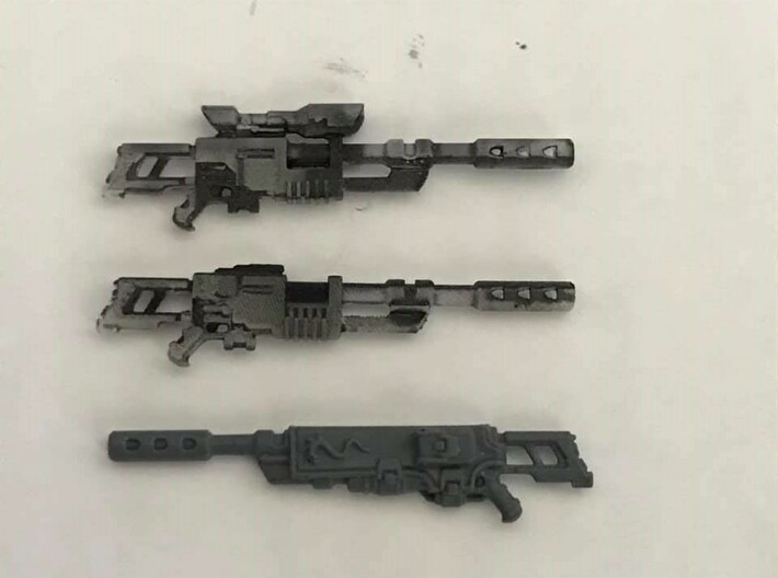 Delaque Long Rifle no Scope (x5) 3d printed Inked Sniper Rifles next to Delaque weapon