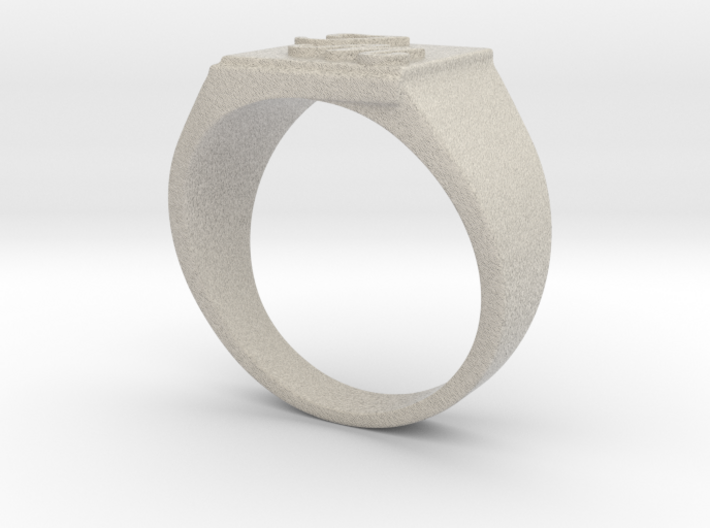 Initials Signet ring (size 63) 3d printed