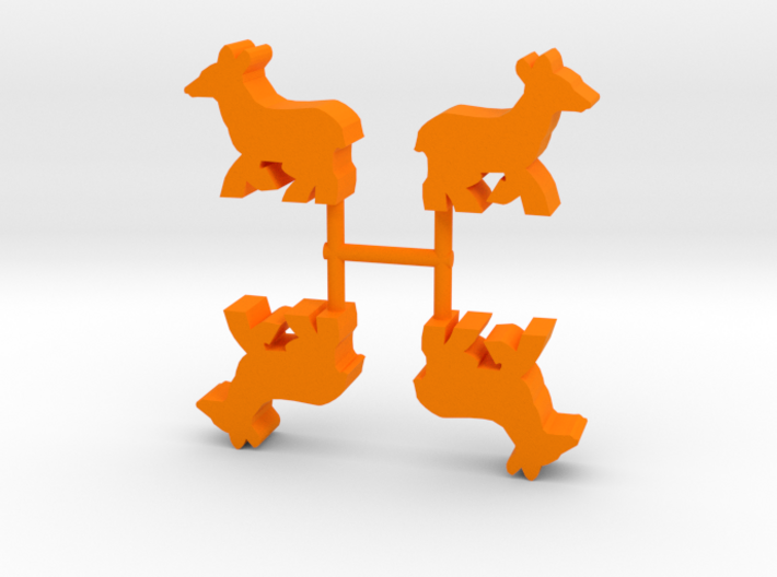 Deer Doe Meeple, running, 4-set 3d printed