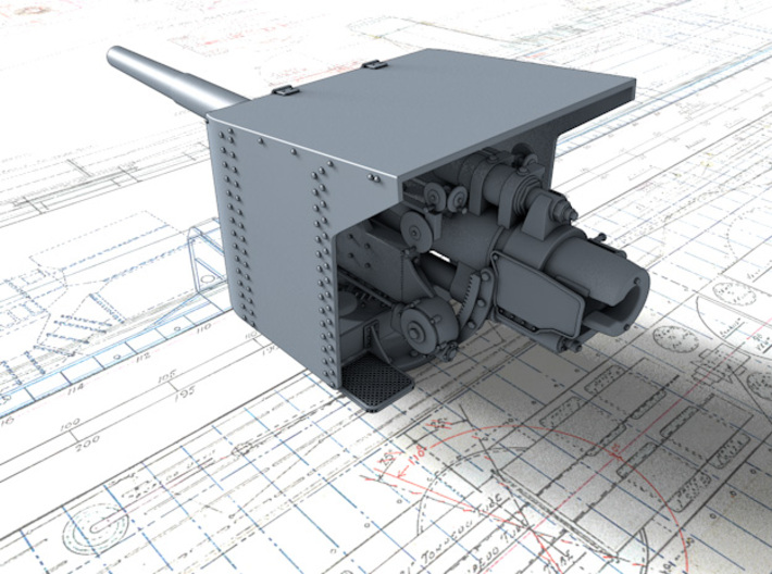 1/200 German 15 cm/45 SK L/45 Gun w. Shield x4 3d printed 3d render showing product detail