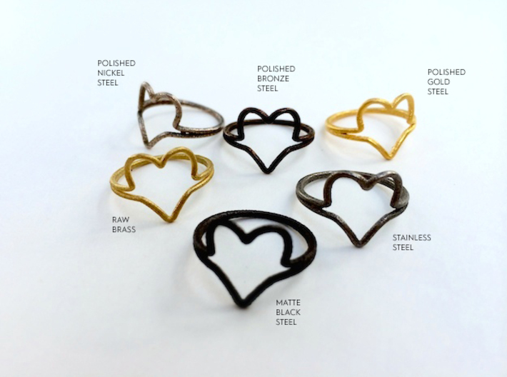 Wire Heart Ring (Size 7) 3d printed