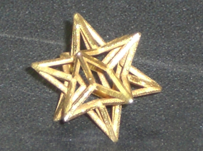 Stellated Dodecahedron Star Earring 3d printed 12 pointed star in raw brass