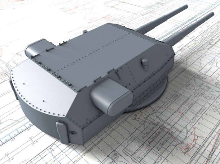 1/700 H Class 40.6 cm/52 (16") SK C/34 Guns 3d printed 3D render showing Anton and Dora Turret detail