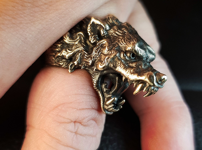 Hungry Wolf Ring 3d printed 