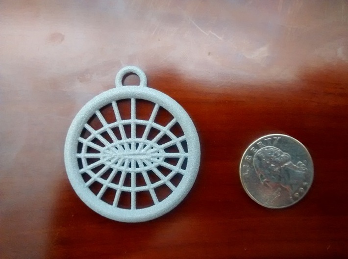 Meshed Airfoil Pendant 3d printed Alumide