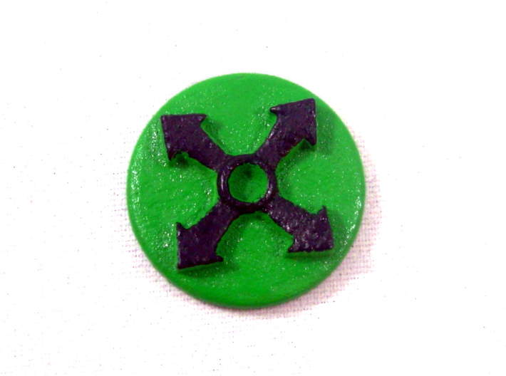 Pandemic Outbreak Marker -- Outward Arrows Token 3d printed Painted Polished White Strong and Flexible