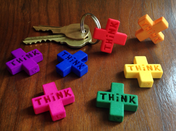 "Think Positive" Keychain 3d printed 