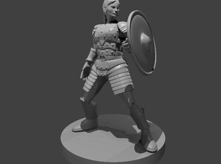 Female Human Cleric Shield and Studded Leather 3d printed