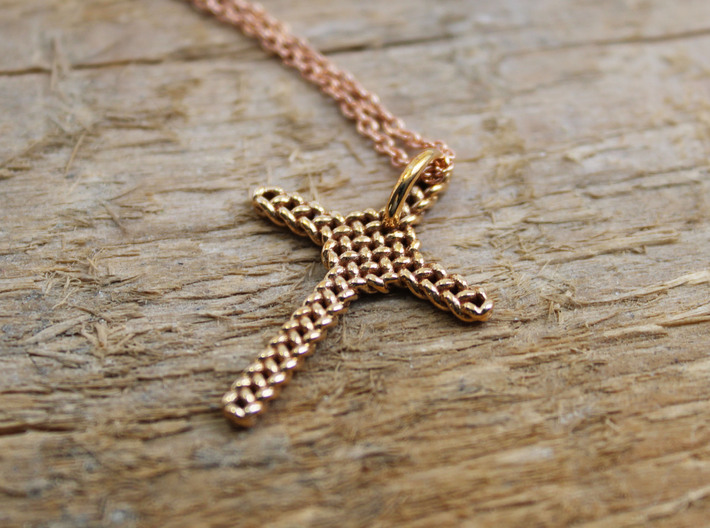 Celtic Cross Pendant - Christian Jewelry 3d printed Reverse side of Celtic Cross pendant in polished bronze