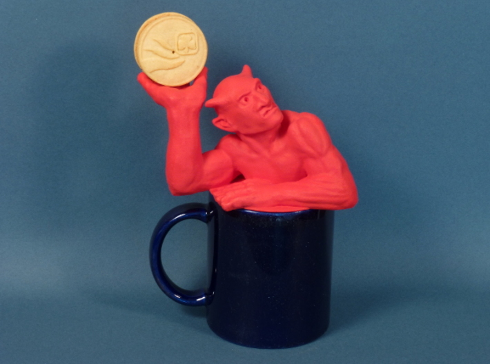 Coffee mug-sized golf ball devil 3d printed
