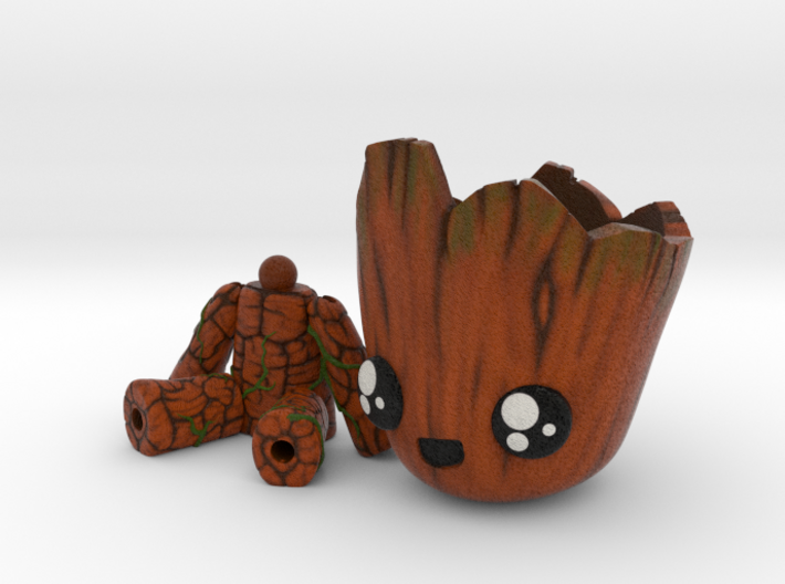 Baby Groot articulated Planter 3d printed