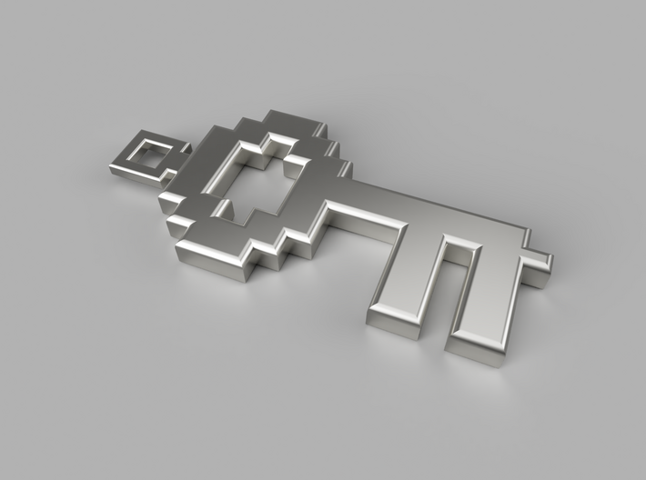 Pixel Art  -  Key  3d printed Illustrative 3d render