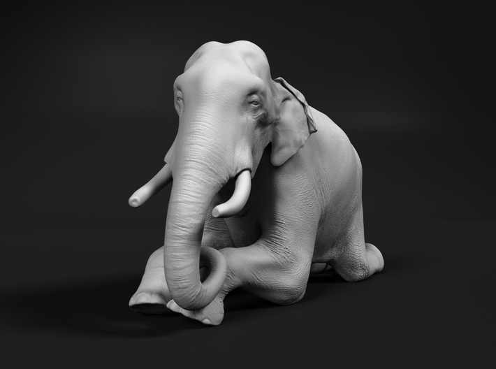 Indian Elephant 1:76 Kneeling Male 3d printed 