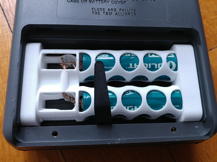 Fluke PM93 battery adapter 3d printed Installed in Fluke