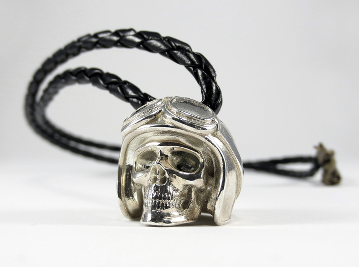 Easy Rider Skull Pendant "Silver" 3d printed 25mm H Pendant in Polished Silver