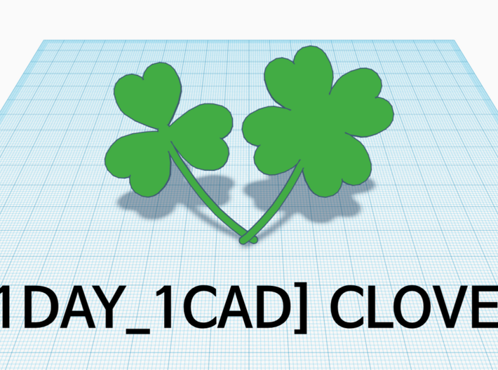 [1DAY_1CAD] 4 LEAVES CLOVER 3d printed 
