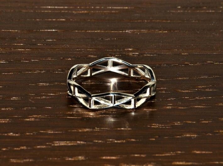 Truss Ring  3d printed Fine Detail Polished Silver [10.5]