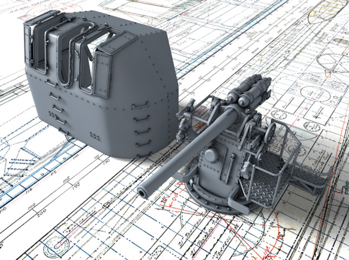 1/56 RN 4" MKV P Class Gun (A or Y Mount) x1 3d printed 3d render showing product detail