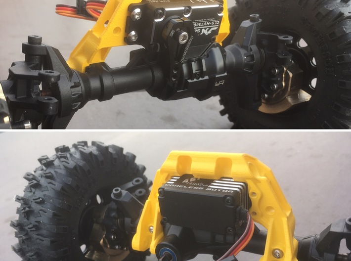 TRX-4 2x V1 servo on axle mount and 4-link adapter 3d printed 