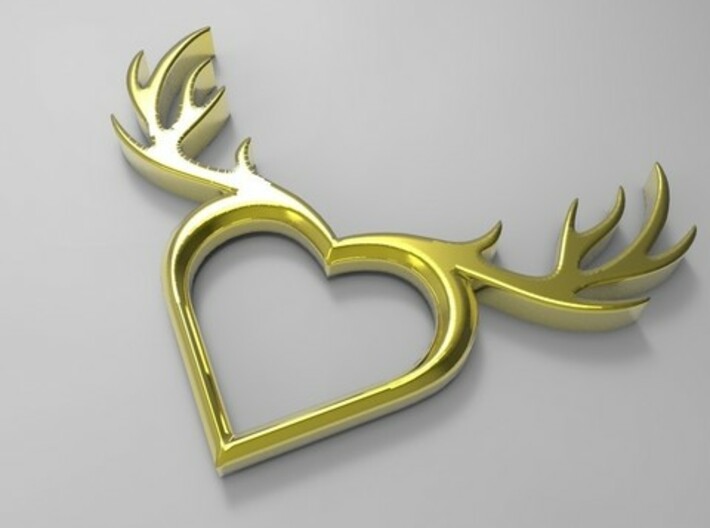 Deer Heart Gold and Silver 3d printed