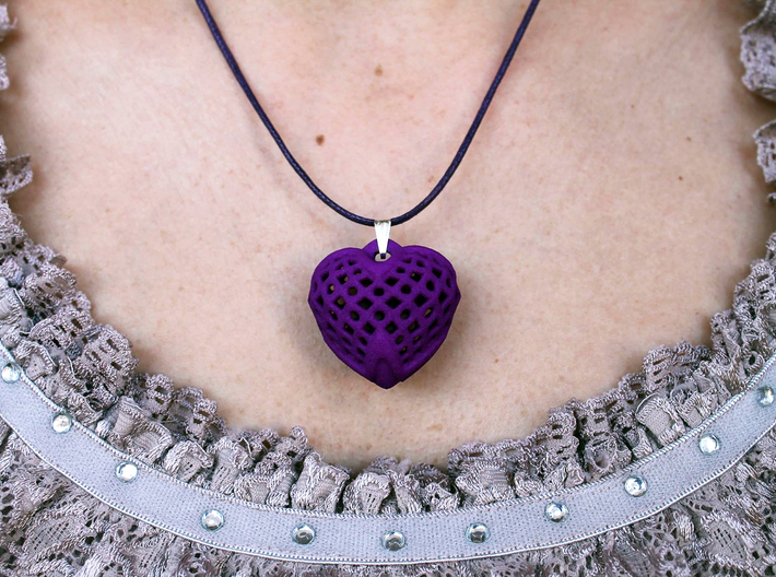 Circles & Squares Pendant 3d printed Printed in Purple Strong & Flexible Polished Plastic