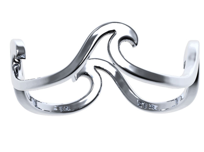 Wave Ring In Solid Sterling Silver 3d printed 