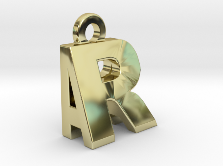 3D Dual Initial Letter Pendant - RA 3d printed
