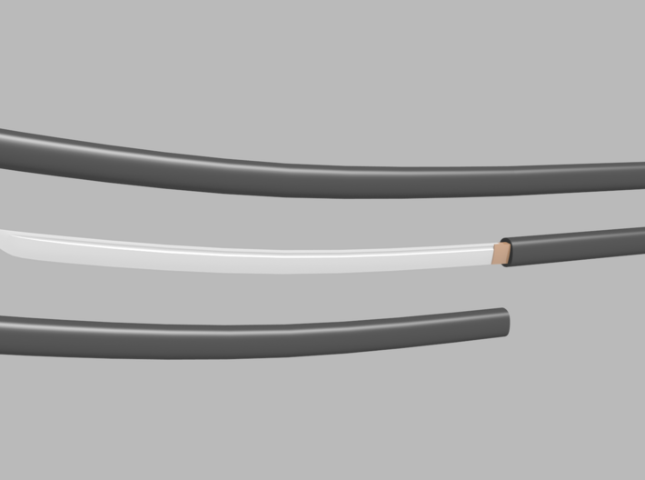 Katana - 1:12 scale - Curved blade - Plain 3d printed