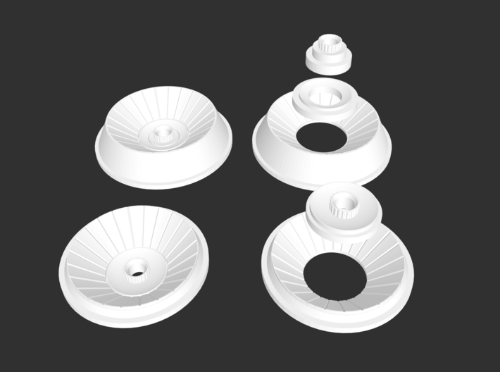 Moebius EVA Pod: Cameras, version A 3d printed The dishes and cylinders are in multiple pieces for ease of painting!