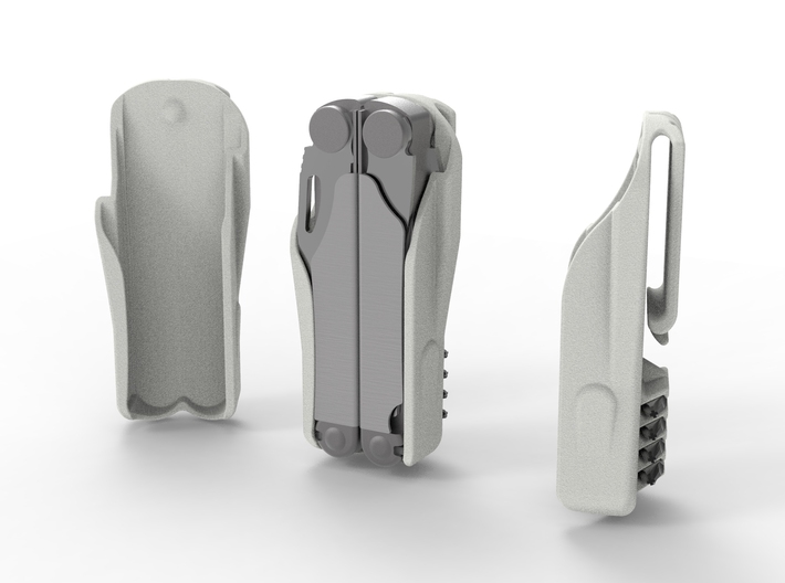 Holster for Leatherman Wave, Open Clip 3d printed Four bit holders on back