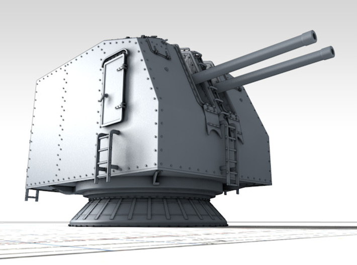 1/100 French Navy 100mm/45 (3.9") CAD Mle 1937 x3 3d printed 3d render showing product detail