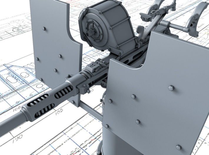 1/150 Royal Navy 20mm Oerlikons MKVIIA x4 3d printed 3d render showing product detail