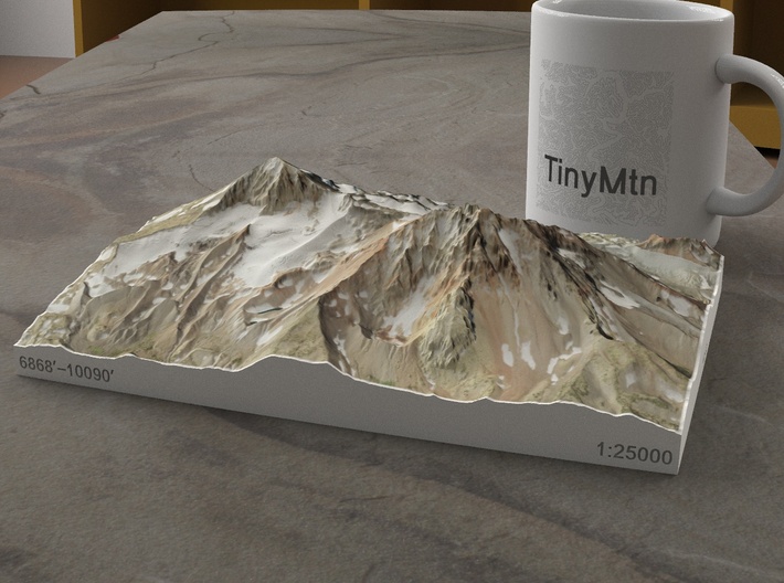 North and Middle Sister, Oregon, USA, 1:25000 3d printed