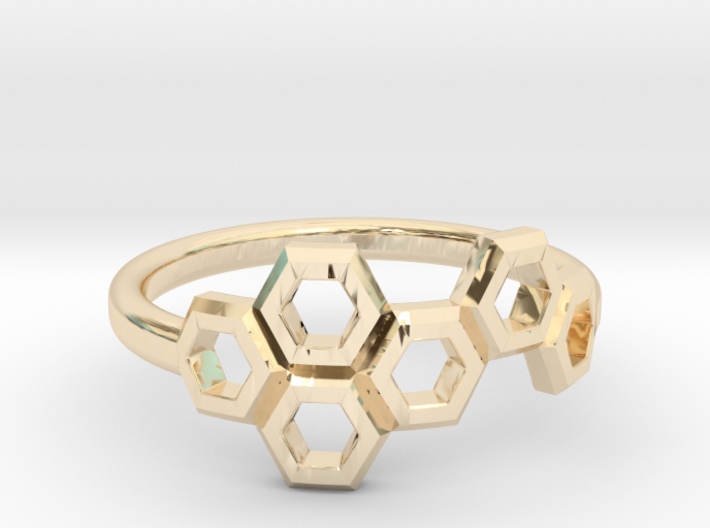 Slim Honeycomb Ring by BeeLove 3d printed 