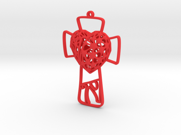 Voronoi Heart + Cross Earring (001) 3d printed