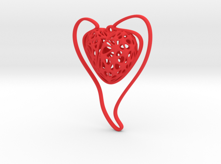 Voronoi Heart + Heart Earring (001) 3d printed