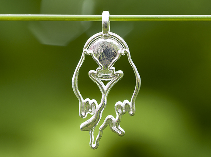 Wolf Moon Two Wolves in Love Necklace Pendant 3d printed Wolves in Love in Polished Silver