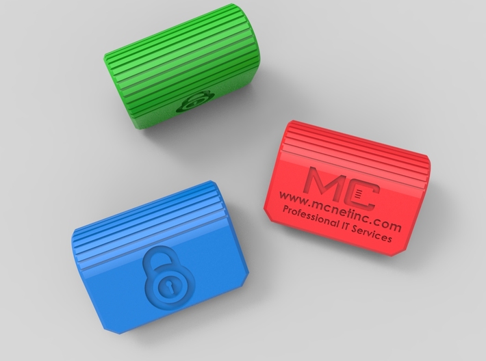 MC-Networks Logo Corporate Webcam Security Cover 3d printed Render of webcam covers green blue red