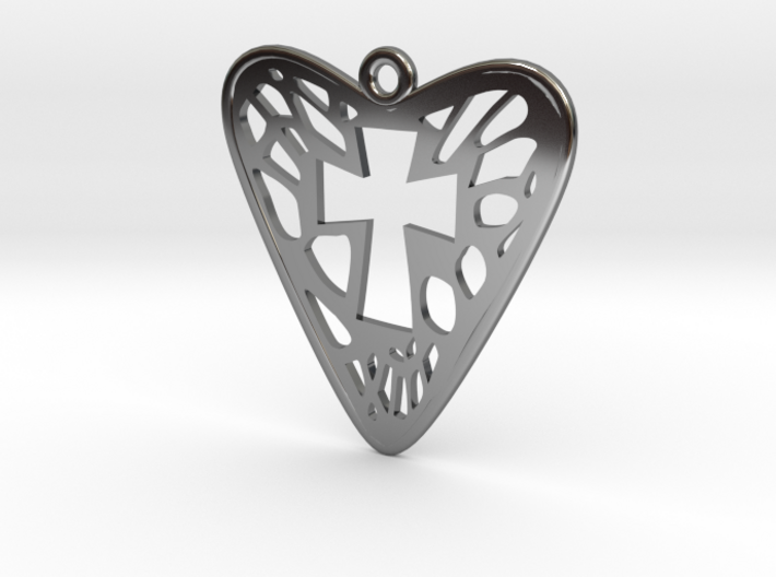 Voronoi Heart+Cross Earring (001) 3d printed 