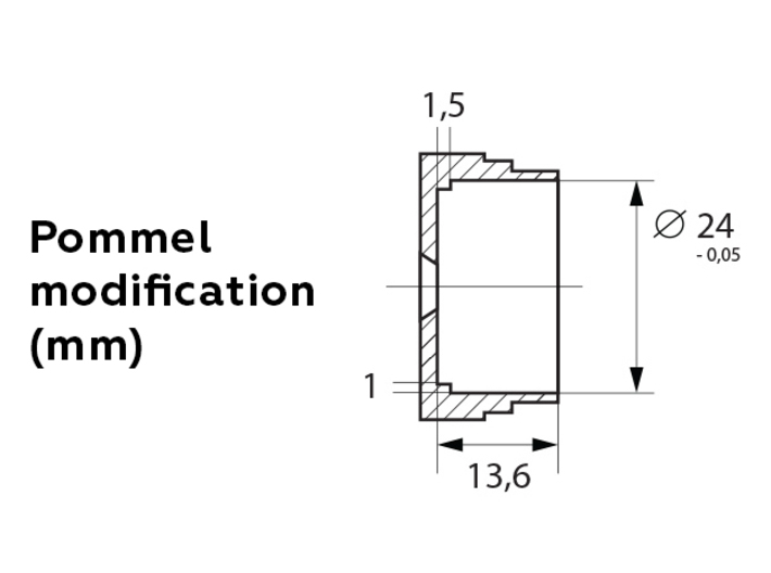 NB/CS Chassis Frog Apprentice Yoda 3d printed Pommel modification drawing