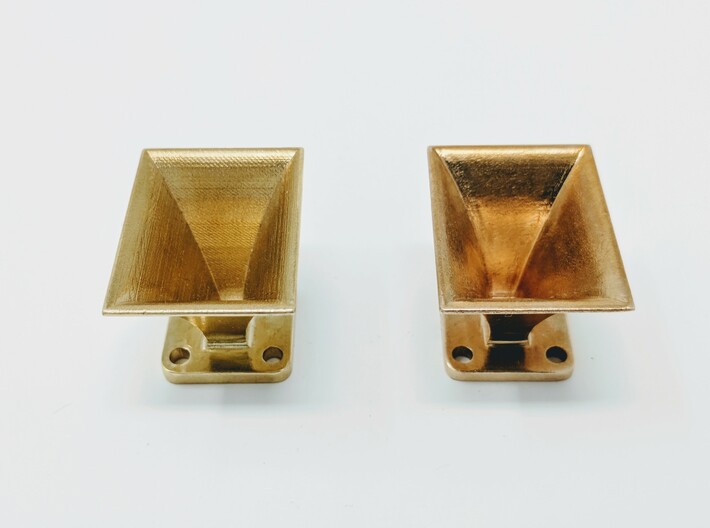 Tapered Horn Antenna - WR28 3d printed Brass (Unpolished), Bronze (Unpolished), Top View
