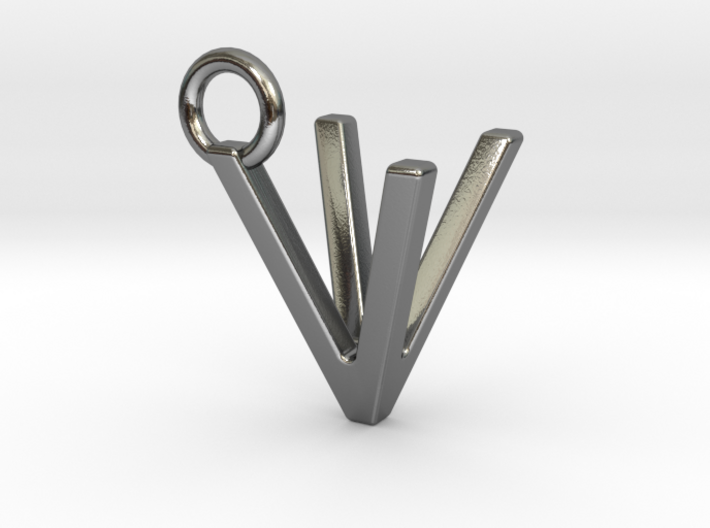 Two way letter pendant - VV V 3d printed