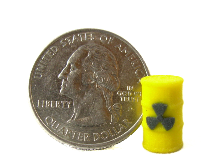 Power Grid Yellow Uranium Barrels, Set of 12 3d printed Picture next to quarter for sizing.