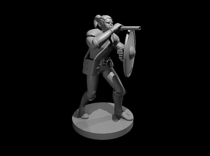 Half Orc Female Bard with War Gong and Blowgun 3d printed