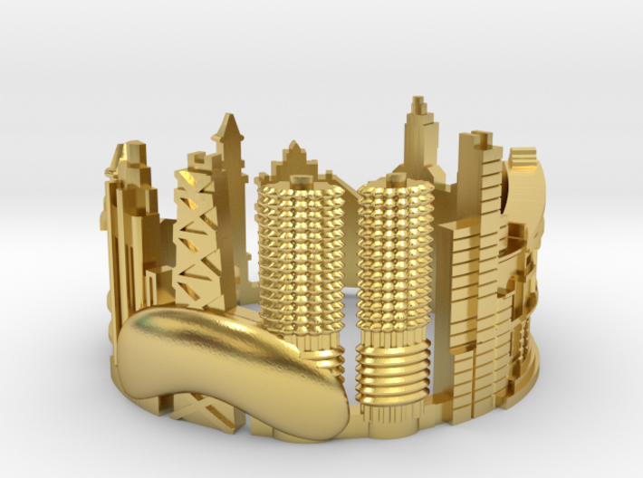 Chicago - Skyline Cityscape Ring 3d printed