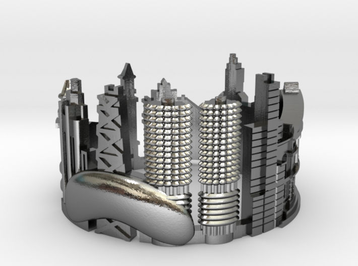 Chicago - Skyline Cityscape Ring 3d printed