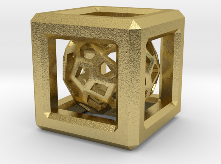 Faceted dome inside a cube 3d printed