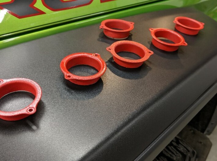 Hood Vent rings 6pcs 3d printed White natural spray painted in red.