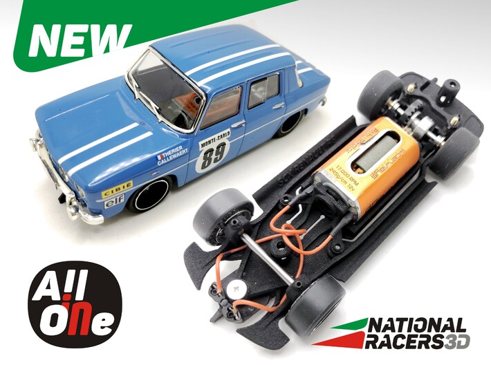 Chassis-SCX/SCALEXTRIC Renault 8 GORDINI (In AiO) 3d printed Chassis compatible with SCX/SCALEXTRIC model (slot car and other parts not included)